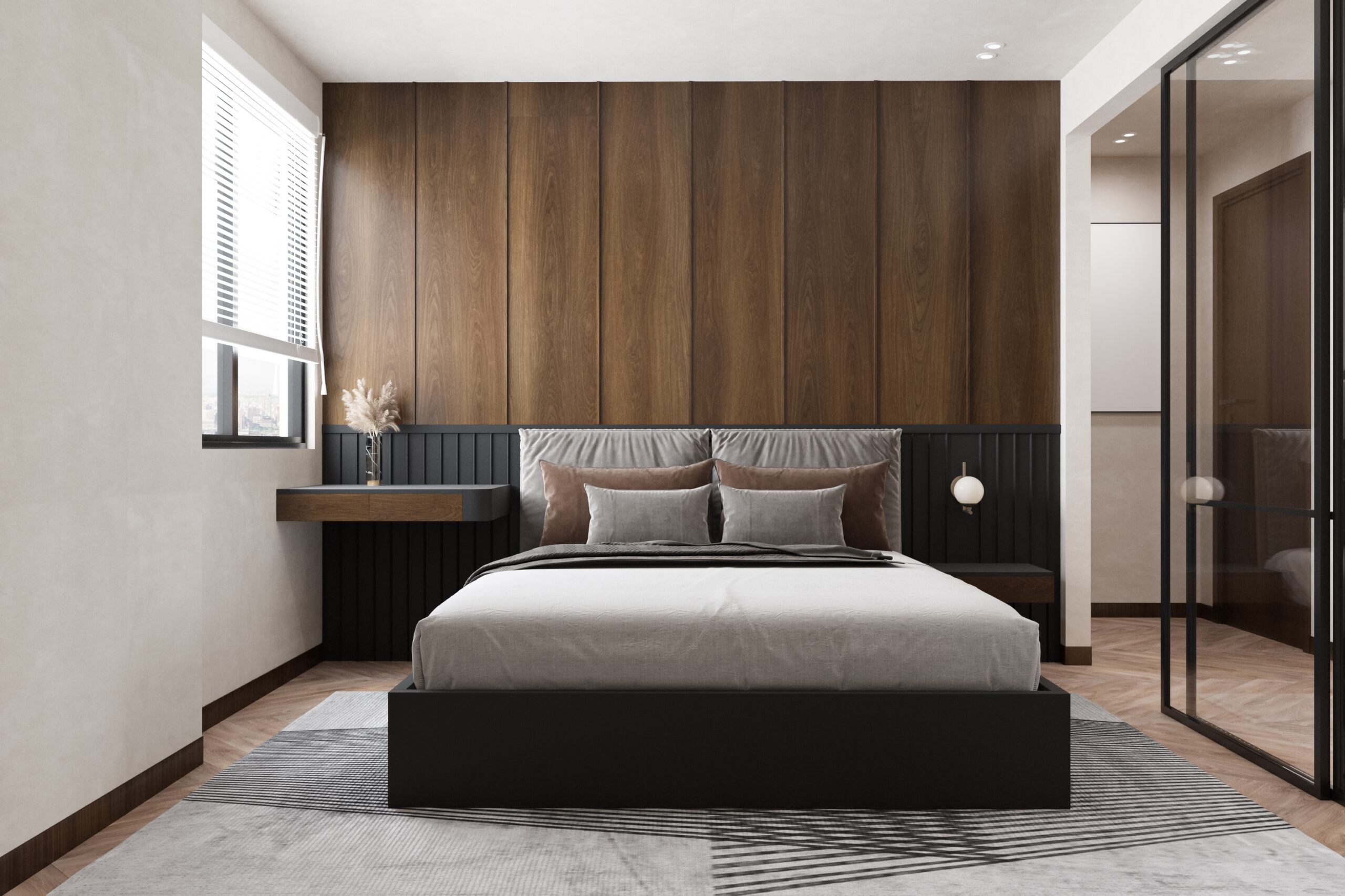 Make Your Choice Smart With Contemporary Interior Idea, Wooden Background, Black and White Decor