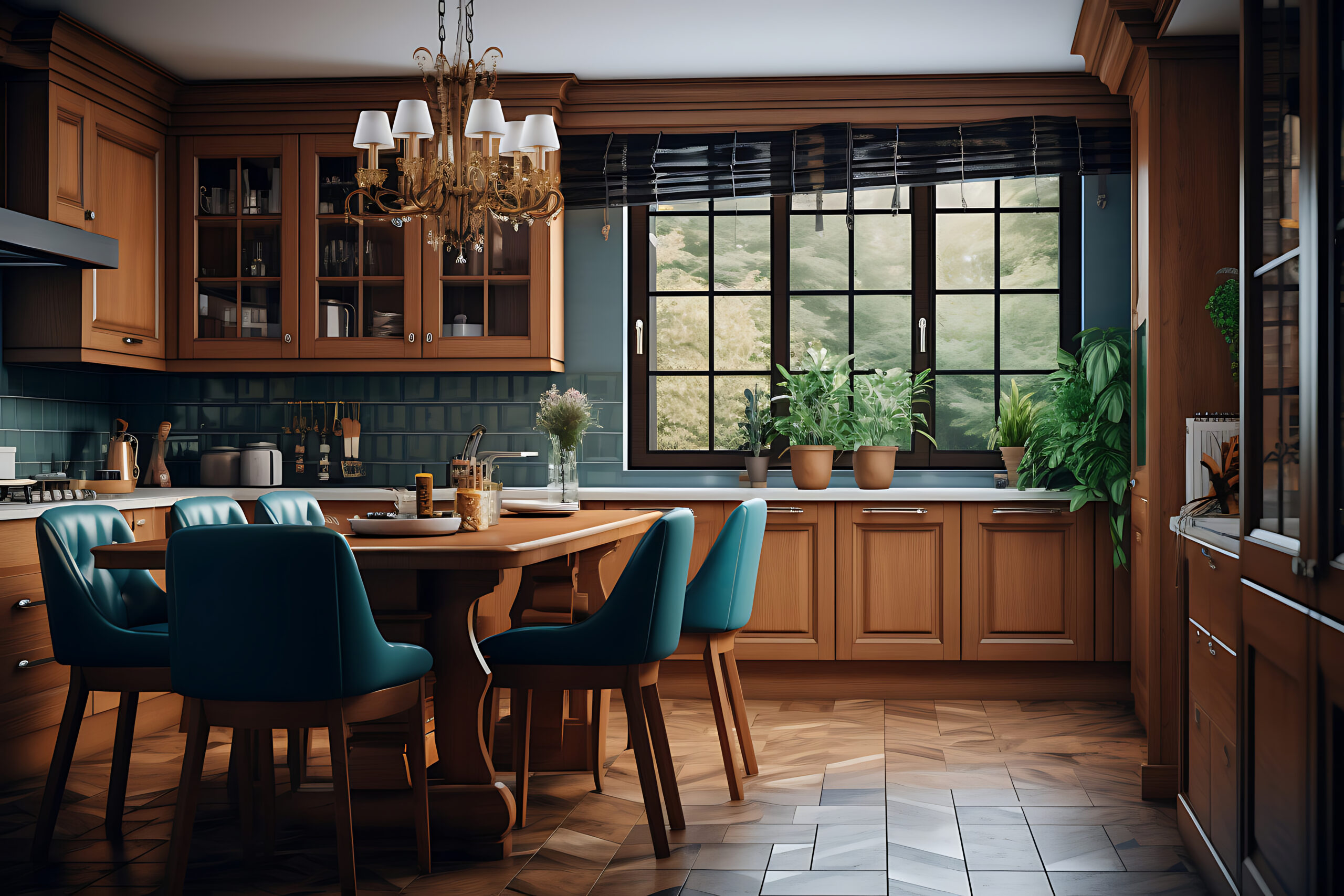 Small Kitchen Space Interior Design 3D Rendering